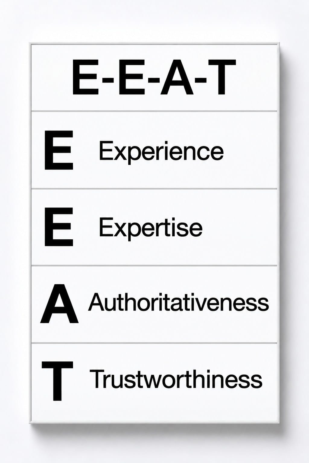 Experience - Expertise - Authoritativness - Trustworthiness
